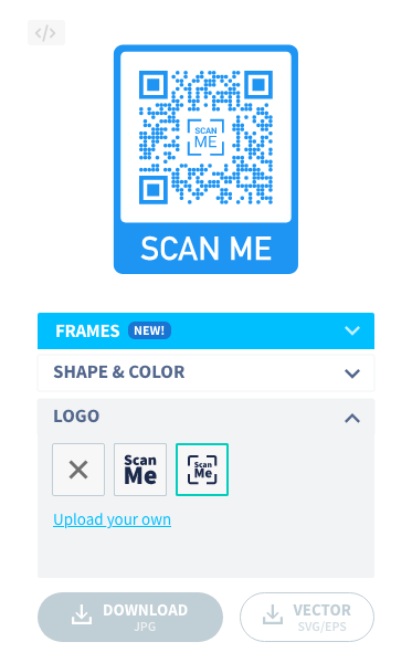 Add a logo in the center of your QR Code