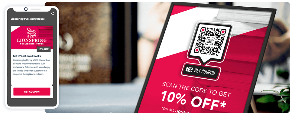 QR Code marketing idea on a table tent with a Coupon QR Code