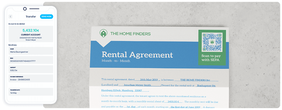 QR Code marketing idea on a rental agreement with an EPC QR Code