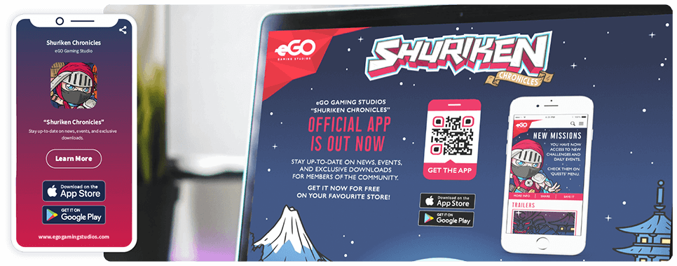 QR Code marketing idea on a landing page with an App Store QR Code