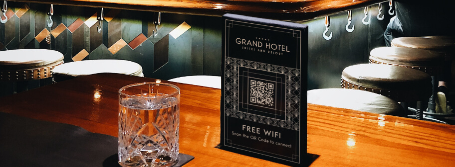 Scan to join a WiFi network QR Code at a hotel