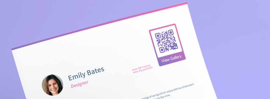 QR Code idea on a resume to promote portfolio