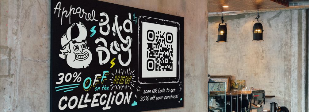 QR Code idea on a large poster inside a retail shop