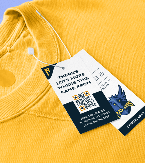 Creative QR Code on clothing linking to an online shop.