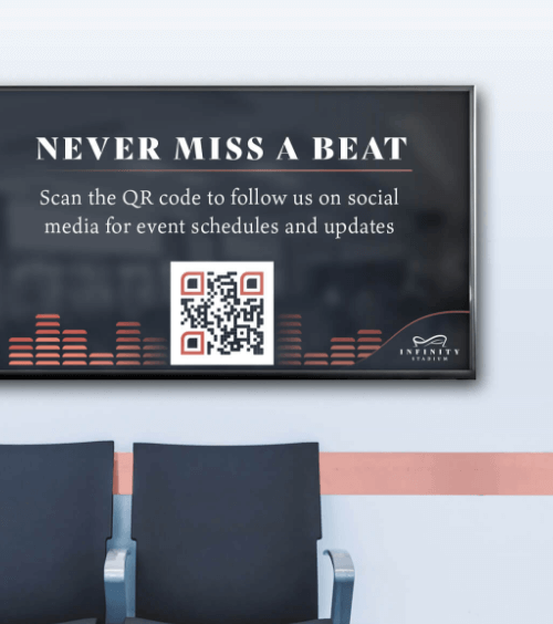 QR Code encouraging people to follow them on social media.