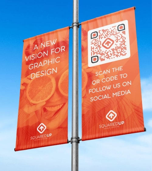 QR Code idea for a design studio on a banner