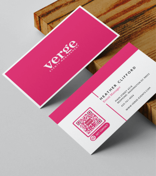 A flyer from an event management company with a QR Code that displays all social media channels.