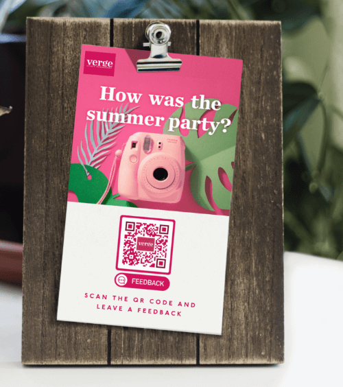 A business card of an event manager with a QR Code that contains detailed contact information.