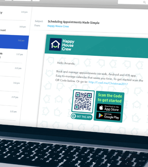 An email from a home repairs and maintenance company with a QR Code to download their smartphone app.