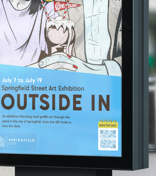 A city’s event poster with a QR Code that contains detailed event information.
