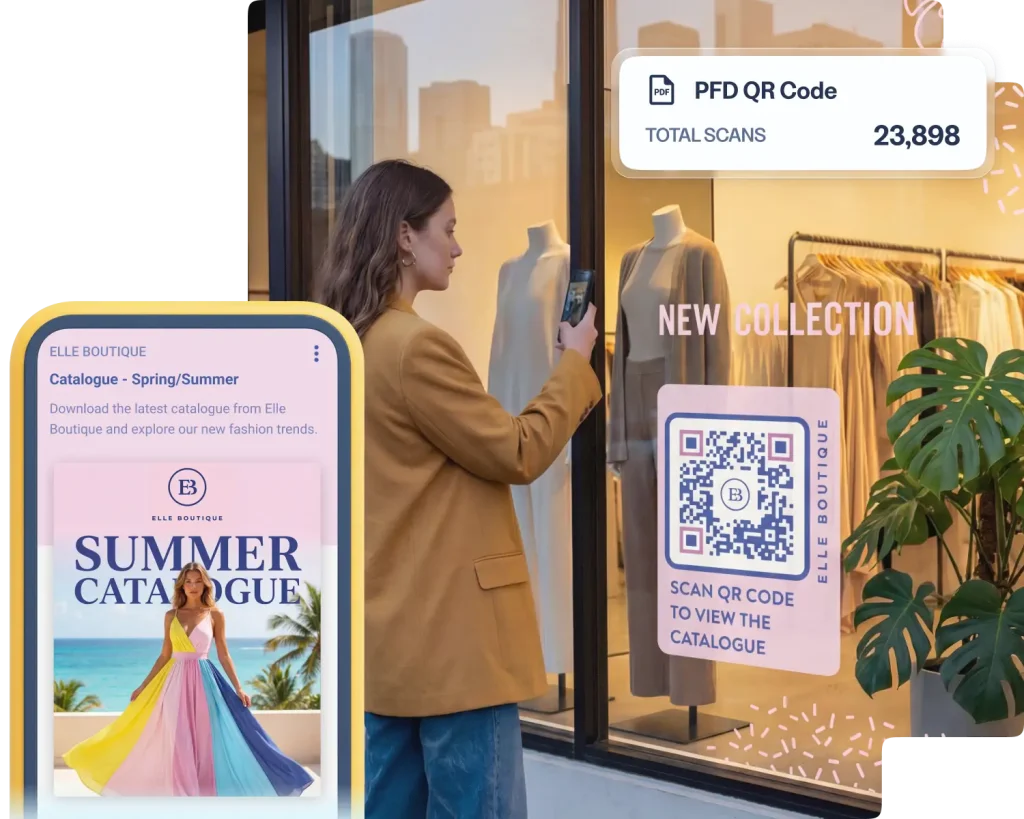 Variety of QR Code solutions made with QR-Code-Generator.com used on different marketing materials