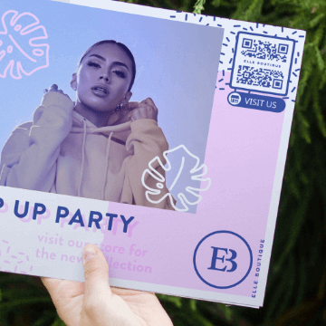 An exampled of a QR Code on an event invitation.