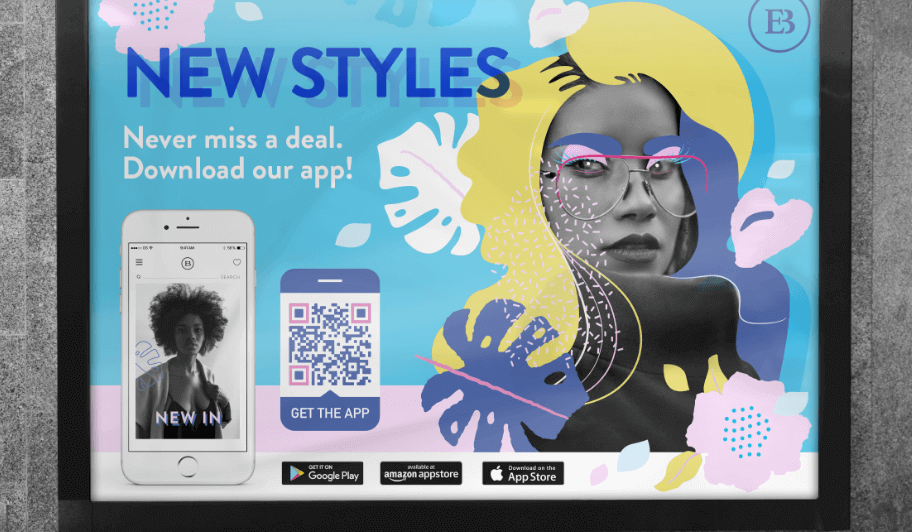 An example of a QR Code frame with a CTA on a poster ad.